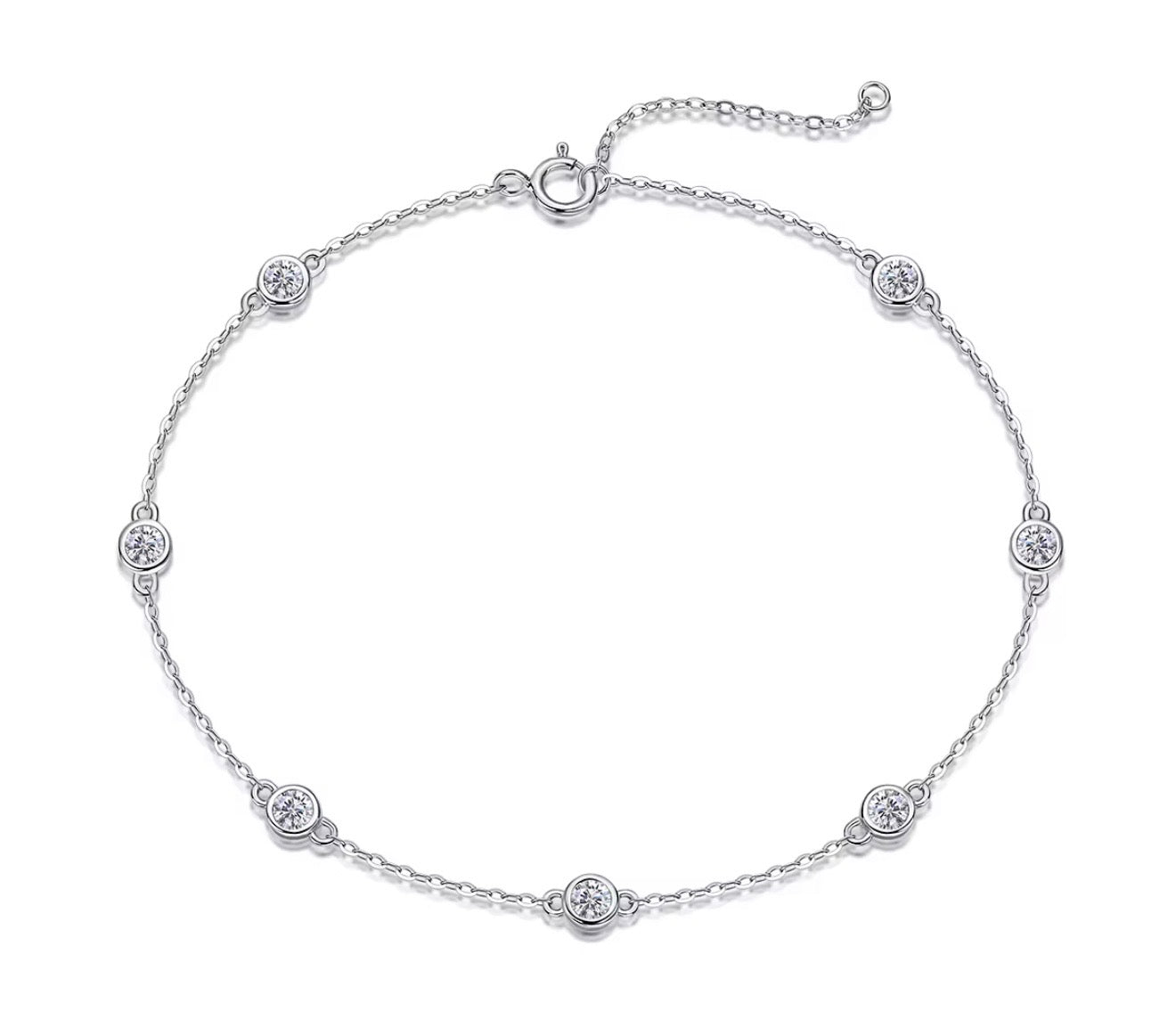 925 Sterling Silver     Moissanite Halo Bracelet